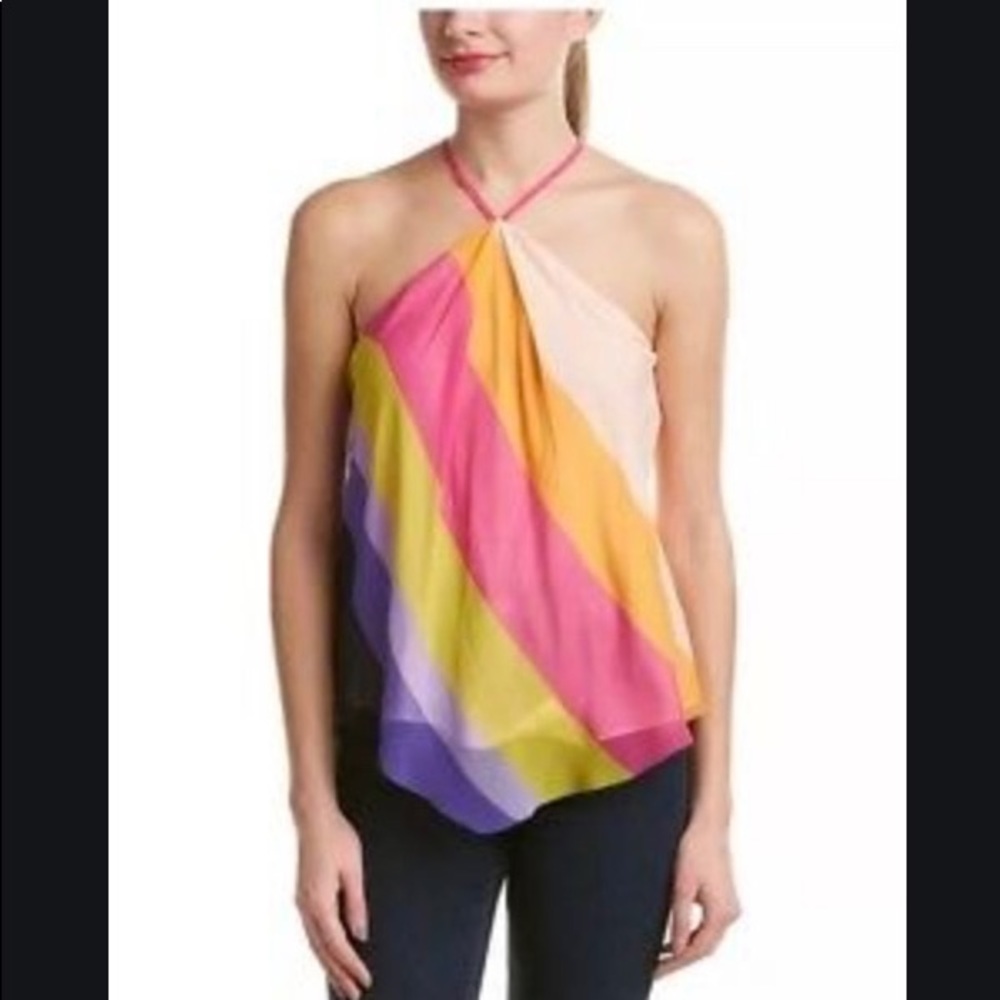 SZ SMALL - TRINA TURK ALTHEDA SILK HALTER TOP
